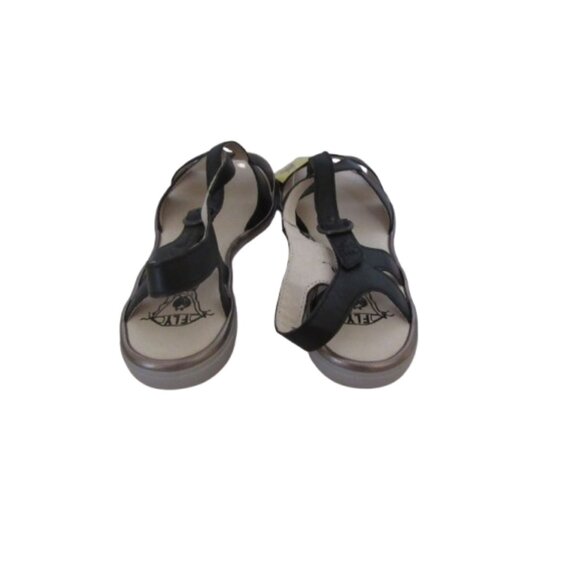 New w Box, Fly London Black Leather Cula Sandals Size 41 EU / 8 US - Picture 4 of 7